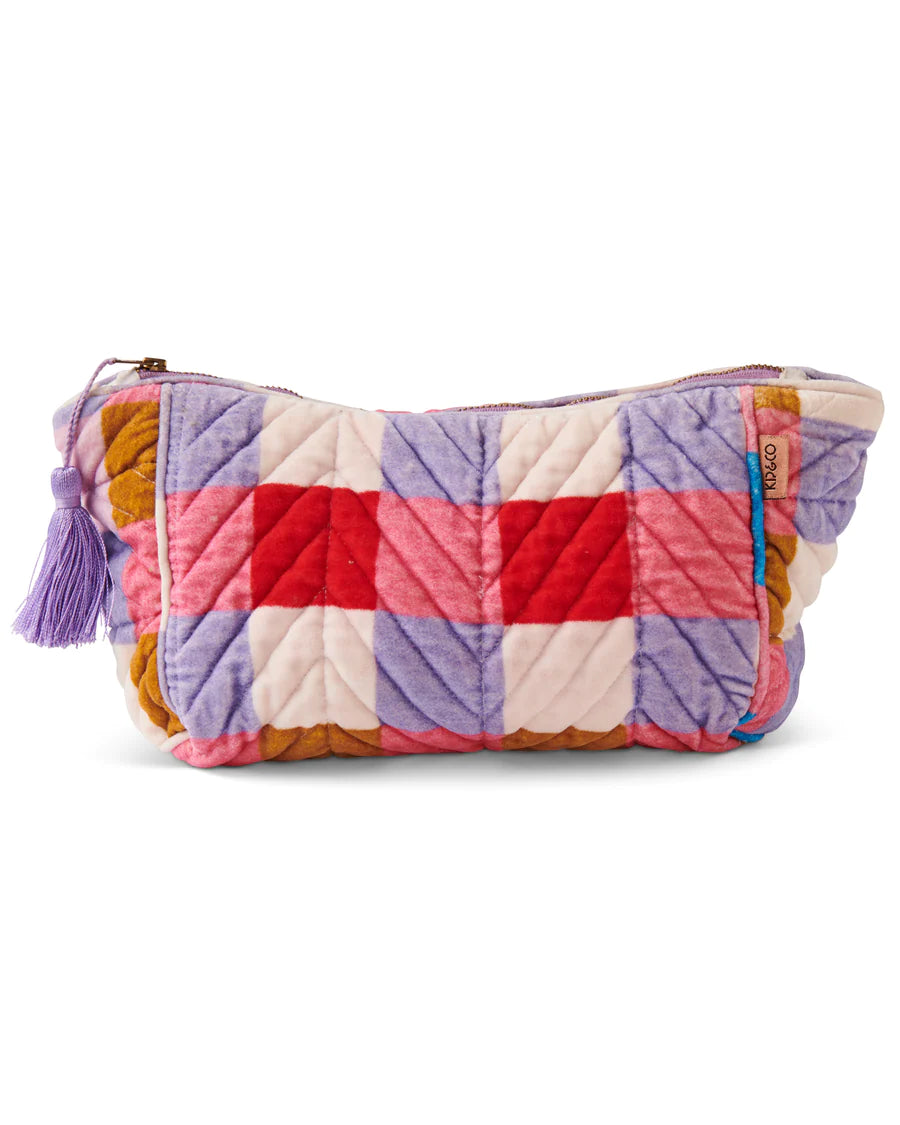 Summer Check Velvet Toiletry Bag