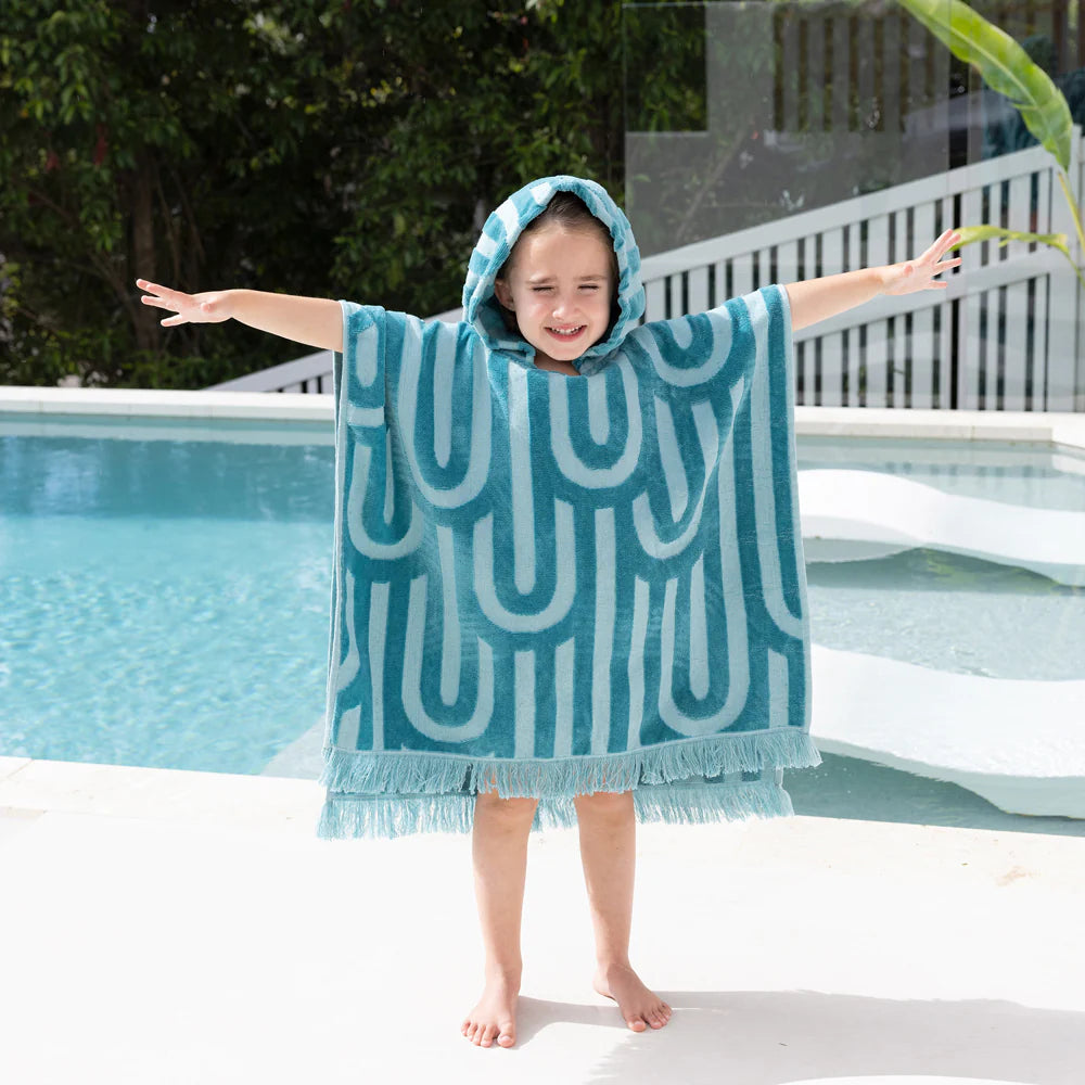 HiLo Kids Poncho Arcade | Turquoise